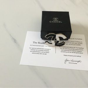 Chanel Enamel Logo Brooch